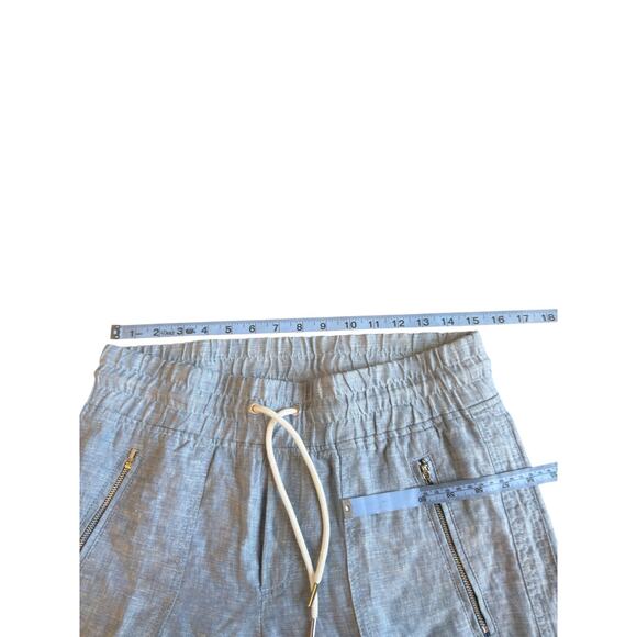 Athleta Blue Coastal Cabo Linen Wide Leg Pants Lagenlook Beachy Basic Size 4 - Picture 11 of 14